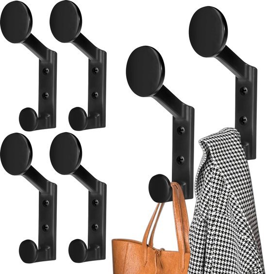 550x564-71.jpg Unyqoos® Set van 6 zwarte wandhaken voor kleding, handdoeken en accessoires