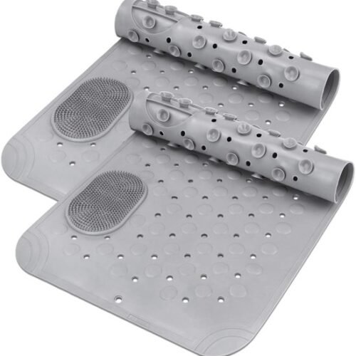 Unyqoos® Grijze wasbare badmatten met antislip en voetmassage voor veiligheid