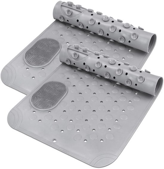 Unyqoos® Grijze wasbare badmatten met antislip en voetmassage voor veiligheid