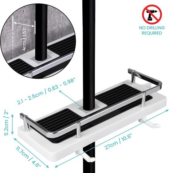 Unyqoos ® Aanpasbare Doucherekken Set Zonder Boren voor Organisatie en Opbergruimte