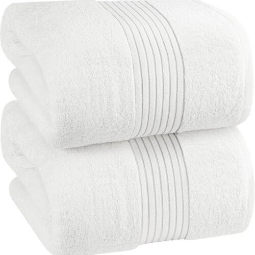 Unyqoos® Extra Grote Luxe Badhanddoeken Set van 2 met Ophanglussen, Super Zacht en Absorberend Katoen