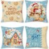 Unyqoos® Set van 4 decoratieve kussenhoezen met feestelijk winterthema voor huisdecoratie