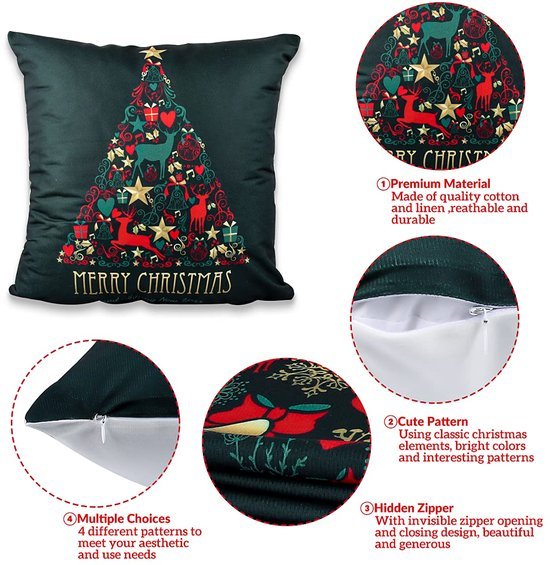 550x565-40.jpg Unyqoos® Set van vier linnen kussenovertrekken met kerstmotieven voor feestelijke sfeer