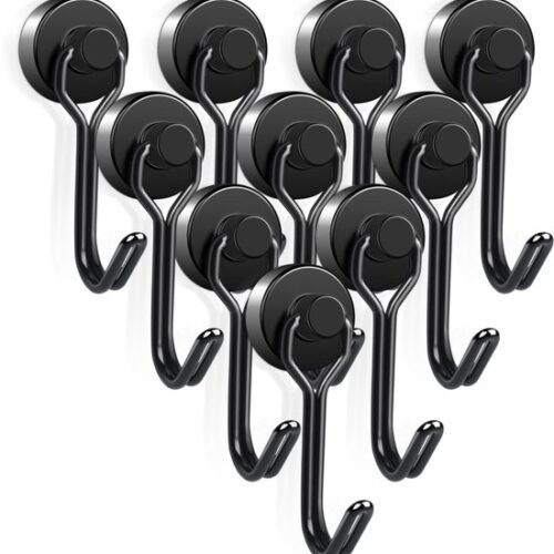 550x565-43.jpg Unyqoos® Set van 10 sterke zwarte magneethaken voor veelzijdig gebruik in huis en kantoor