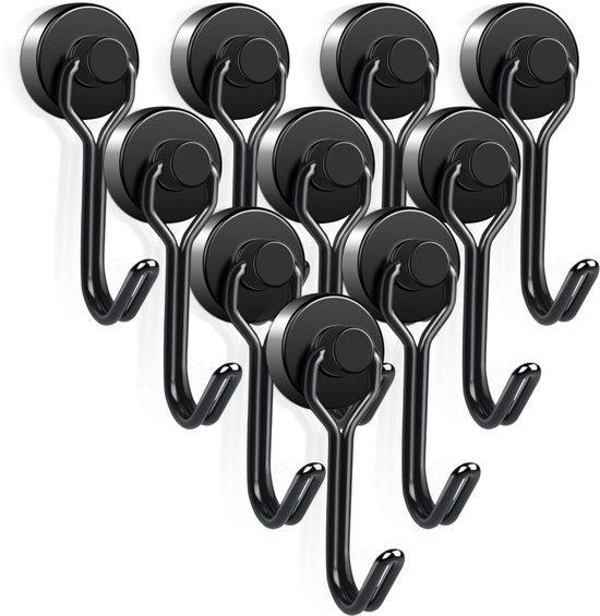 550x565-43.jpg Unyqoos® Set van 10 sterke zwarte magneethaken voor veelzijdig gebruik in huis en kantoor