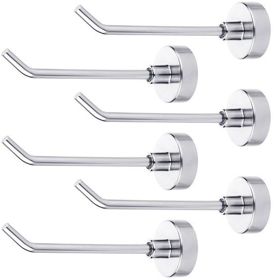 Unyqoos® Set van 6 robuuste magnetische haken voor veelzijdig gebruik in huis en kantoor
