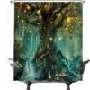 Unyqoos® Tijdloos Magisch Bos Douchegordijn Met Betoverende Elvenboom Print Voor Badkamer Elegantie