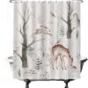 Unyqoos® Stijlvol Natuurthema Douchegordijn met Vrolijke Dierenprint - 180 x 200 cm - Inclusief 12 Ringen