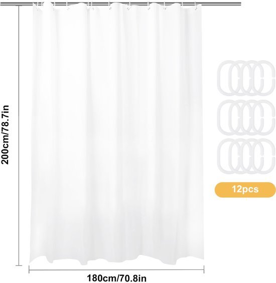 550x565-9.jpg Unyqoos® Schimmelwerend en Waterdicht Douchegordijn met Versterkte Metalen Ogen, 180 x 200 cm, Wit