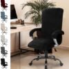 Unyqoos® Elastische bureaustoelhoes met fluwelen afwerking en armleuningbescherming