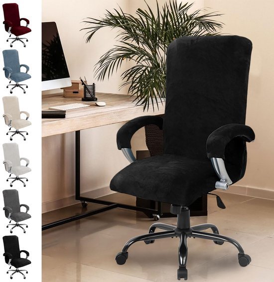 Unyqoos® Elastische bureaustoelhoes met fluwelen afwerking en armleuningbescherming