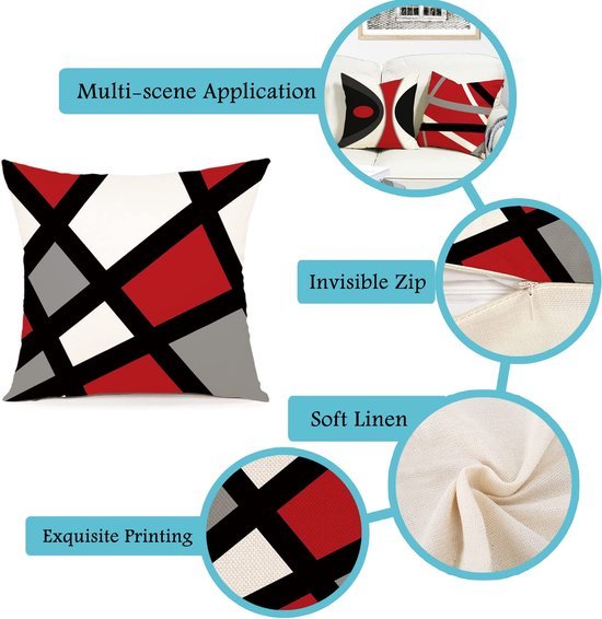 550x566-41.jpg Unyqoos ® Set van 4 Stijlvolle Kussenhoezen in Geometrisch Design voor Binnen en Buiten, 40x40 cm