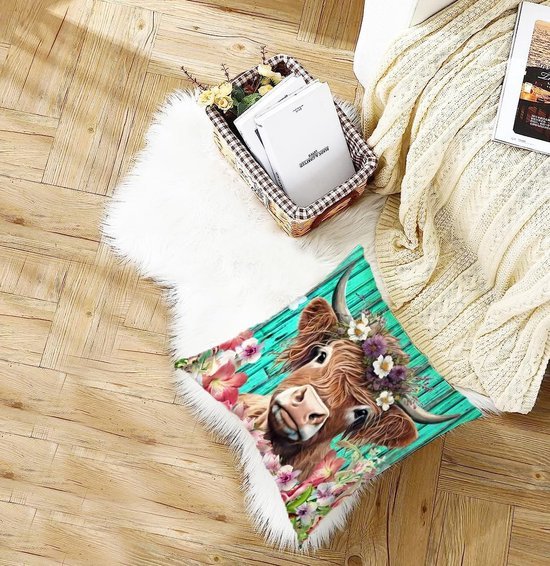 Unyqoos® Decoratieve kussensloop voor buiten van 40x40 cm met hoogland koeienprint