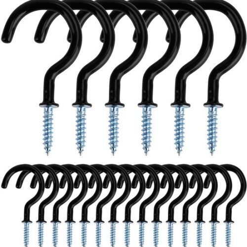 550x566-43.jpg Unyqoos® Set van 20 veelzijdige zwarte schroefhaken voor binnen- en buitengebruik