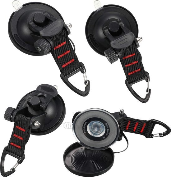Unyqoos® Set van 4 krachtige zuignapankers met haken voor kampeertenten en dekzeilen