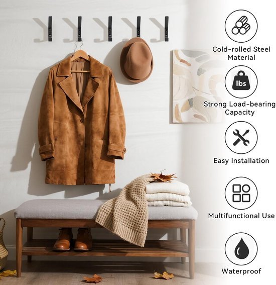 Unyqoos® Set van 8 multifunctionele wandhaken voor akoestische panelen en garderobe