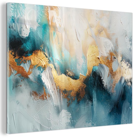 Unyqoos® Moderne wanddecoratie in goud en blauw voor elke ruimte 40 x 30 cm