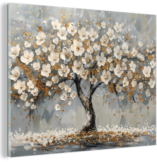 550x567-128.jpg Unyqoos® Esthetische wanddecoratie met gouden bloemen en abstracte kunst
