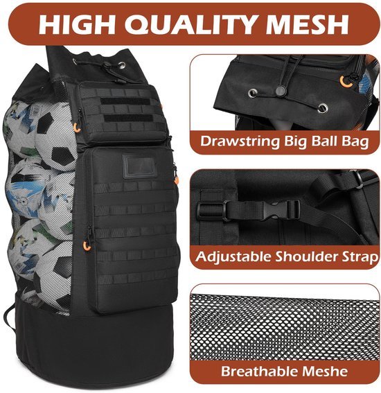 Unyqoos® Ruime en veelzijdige sporttas voor ballen met verstelbare schouderriemen Unyqoos® Ruime en veelzijdige sporttas voor ballen met verstelbare schouderriemen