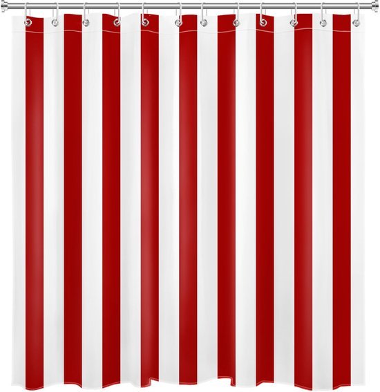 Unyqoos® Moderne rood-wit gestreepte douchegordijn met geometrisch patroon