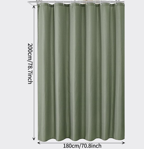 Unyqoos® Stijlvol Waterbestendig Douchegordijn met Wafelpatroon en Praktische Ophangringen, 180 x 200 cm
