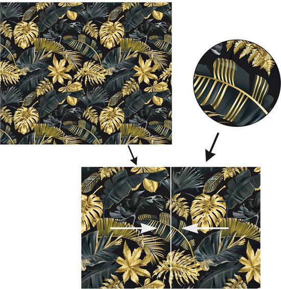 550x567-53.jpg Unyqoos® Stijlvol Jungle Patroonbehang in Goud en Zwart voor Wanden en Meubels