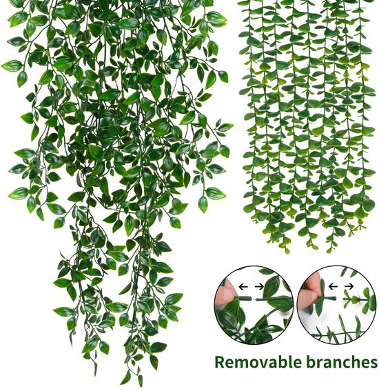 Unyqoos ® Levensechte Hangende Groene Kamerplanten voor Binnen- en Buitendecoratie, Set van 3 Stuks