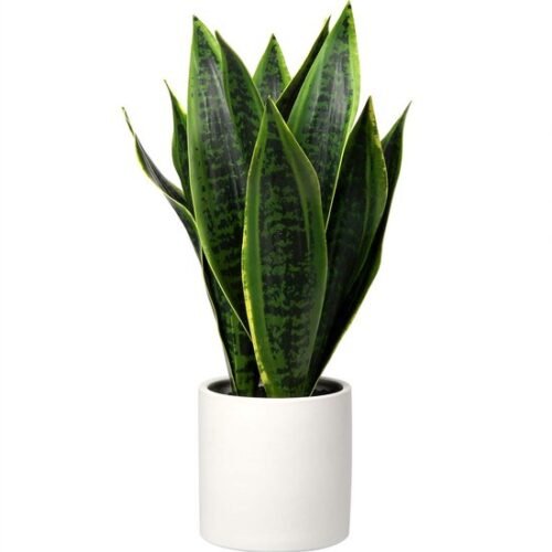 Unyqoos® Decoratieve kunstplant Sansevieria in stijlvolle keramische pot voor elk interieur