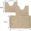 Unyqoos® Badekamer Tapijtset - Drie Stuks - Rektangulaire Mat 50x80 cm en Twee WC Matten 50x40 cm - Antislip en Snel Droog - Beige