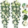 550x567-65.jpg Unyqoos® Set van twee decoratieve kunsthangplanten met levensechte witte rozen