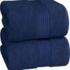Unyqoos® Ultrazachte en Absorberende Luxe Badhanddoeken Set van 2 met Praktische Ophanghaakjes, 90 x 180 cm, Marineblauw