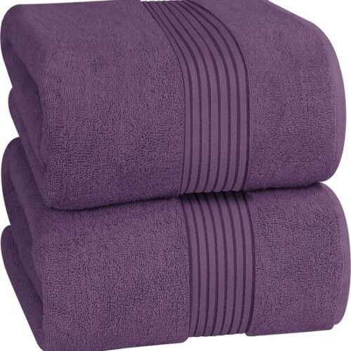 Unyqoos® Extra Grote Luxe Badhanddoeken Set van 2 - Hoogwaardige Katoenen Saunahanddoeken met Ophanghaakjes