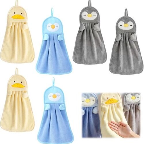 550x567-73.jpg Unyqoos® Set van 6 kleurrijke kinderhanddoeken met schattige dieren en ophanglus