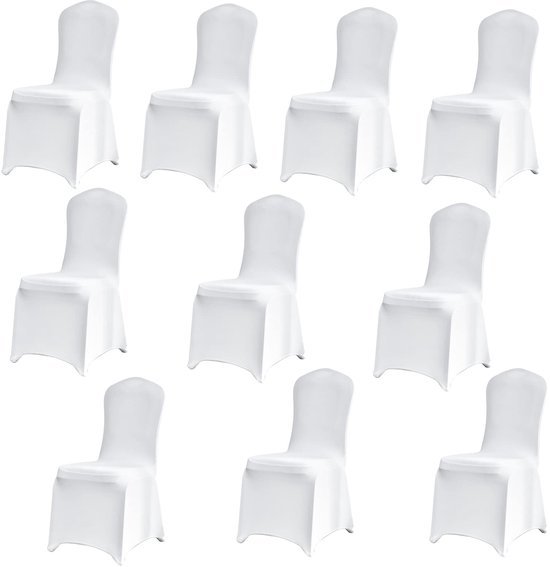 Unyqoos® Elastische witte stoelhoezen set van 10 voor feesten en evenementen