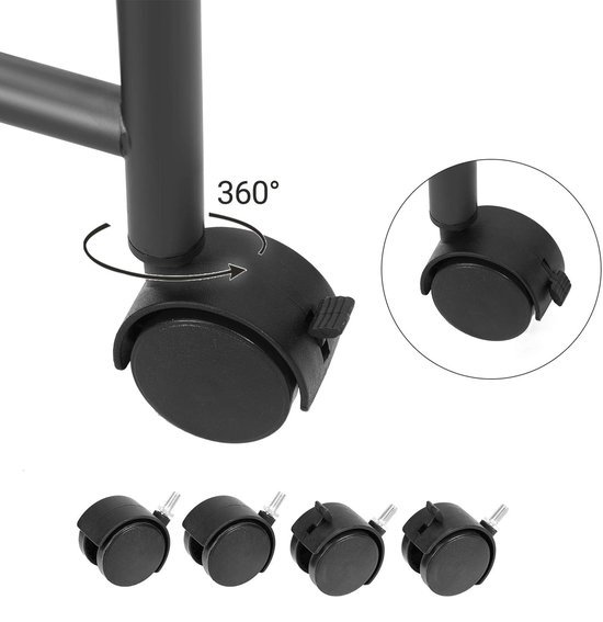 Unyqoos ® Mobiele Wasmand Met Twee Compartimenten Voor Gemakkelijk Sorteren Van Wasgoed