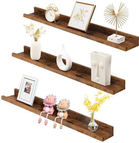 Unyqoos® Stijlvolle Zwevende Wandplanken Set van 3 met Onzichtbare Bevestiging voor Diverse Ruimtes