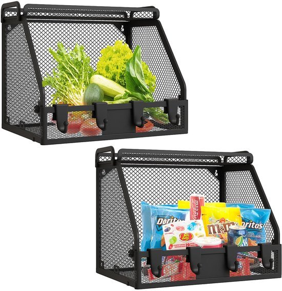 Unyqoos® Ruimtebesparende opvouwbare hangende fruitmanden set voor keukenorganisatie