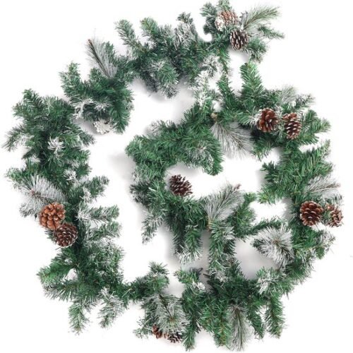 Unyqoos ® Feestelijke Kunstmatige Dennenslinger met Sneeuweffect en Dennenappels voor Binnen- en Buitendecoratie