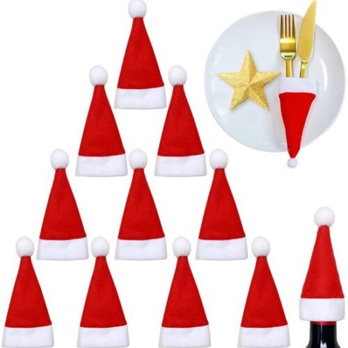 550x567-90.jpg Unyqoos® Set van 10 feestelijke kersttafeldecoraties in de vorm van mini-kerstmutsen