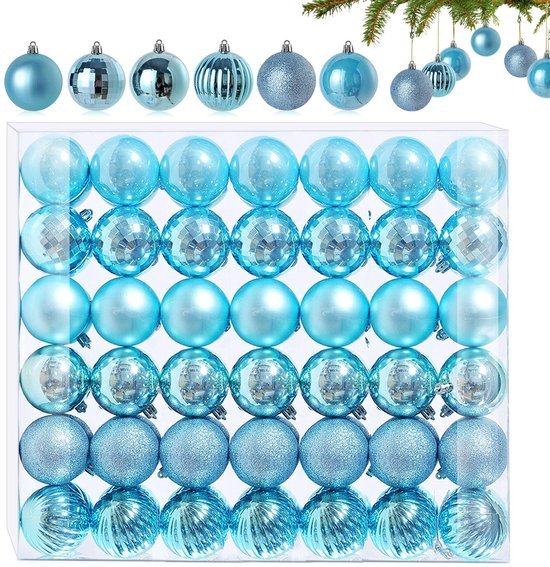 550x567-91.jpg Unyqoos® Set van 42 ijsblauwe mini-kerstballen met zes unieke designs