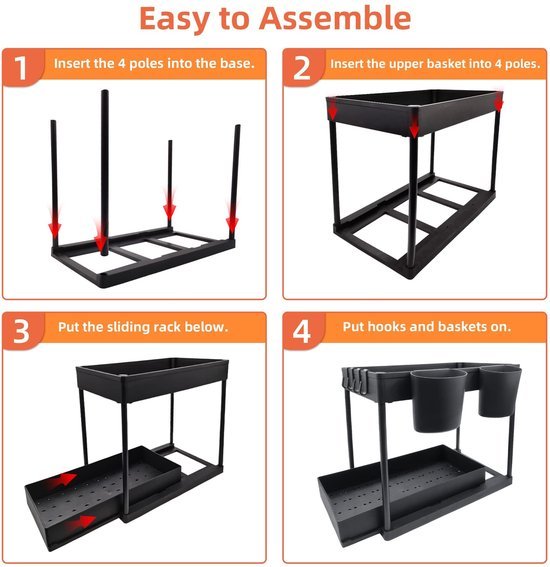 Unyqoos® Praktische Keuken- en Badkamer Organizer met Uittrekbare Lade en Extra Haken voor Optimale Opbergruimte