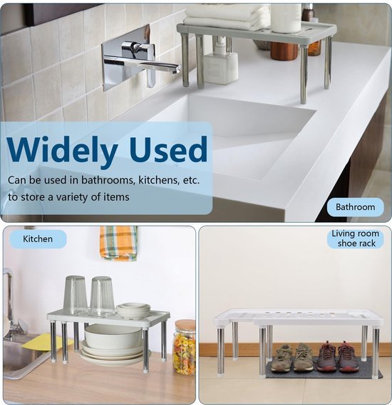 Unyqoos® Verstelbaar en stapelbaar keukenrek voor optimale ruimtebenutting