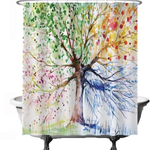 550x568-12.jpg Unyqoos® Schitterend Waterdicht Douchegordijn Met Kleurrijk Aquarelontwerp Voor Badkuip En Douche