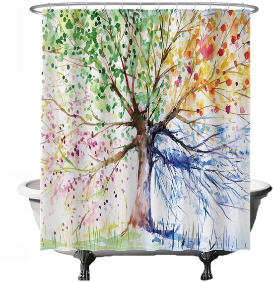 Unyqoos® Schitterend Waterdicht Douchegordijn Met Kleurrijk Aquarelontwerp Voor Badkuip En Douche