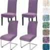 550x568-24.jpg Unyqoos® Set van 4 Rekbare Fluwelen Stoelhoezen voor Eetkamer, Bruiloft en Hotel, Wasbaar Grijs-Paars