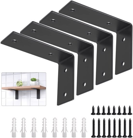 Unyqoos® Set van vier robuuste wandbeugels voor zwevende wandplanken in huis