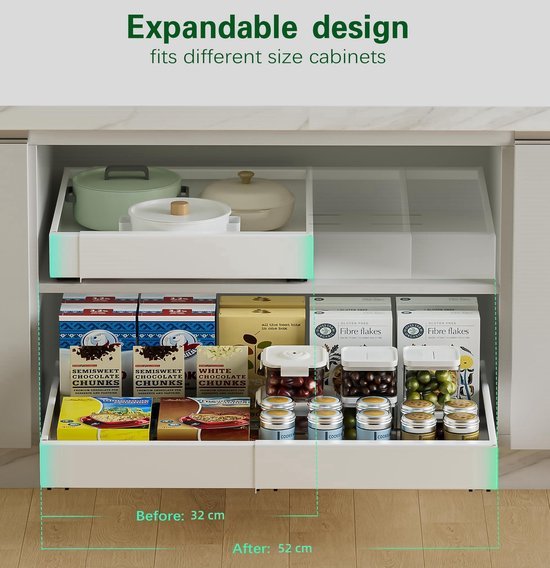 550x568-36.jpg Unyqoos ® Verstelbare Telescopische Keukenlade voor Eenvoudige Opslag en Organisatie in Huis