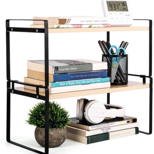 Unyqoos ® Stijlvol Houten Stapelrek voor Keuken, Bureau en Meer - Bruin en Zwart