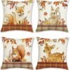 Unyqoos® Set van 4 decoratieve kussenslopen met dierenmotief voor binnen en buiten