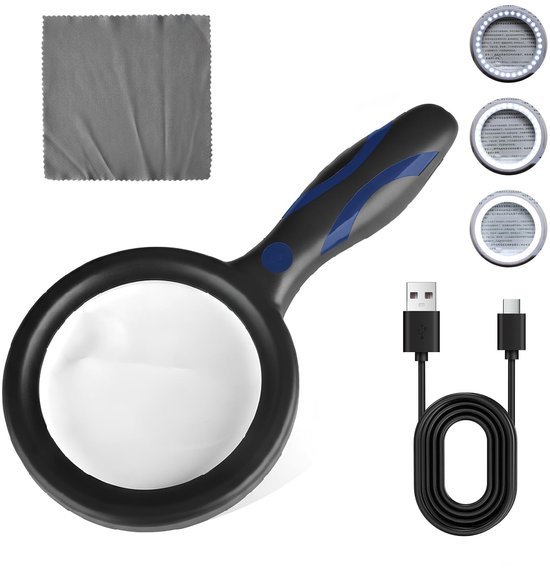 Unyqoos® Handige leesloep met LED-verlichting en USB-oplaadbare functie voor dagelijks gebruik
